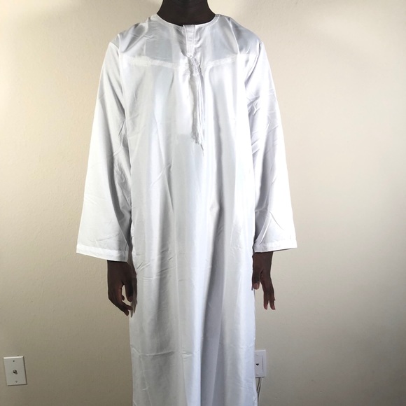 Muslim wear men jalabiya white robe Men Thobe Abaya Jalabiya Djellaba Caftan - Picture 3 of 6